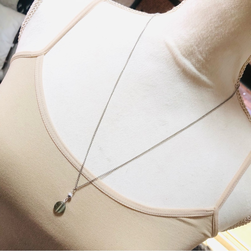 Genuine agate drop pendant on chain necklace